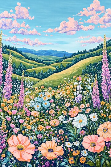 滚动山丘盛开花朵1