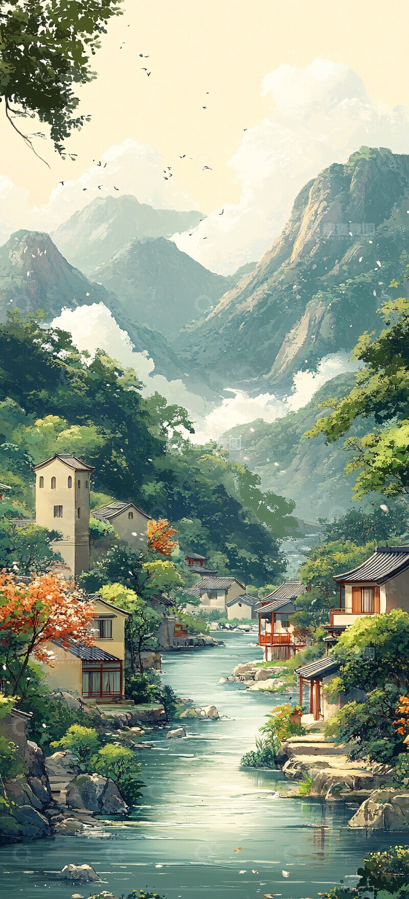 高清大图下载【趣麦麦图】乡村风景图乡村风景河流2