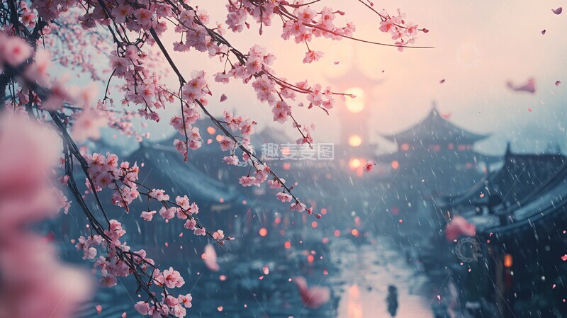 高清大图下载【趣麦麦图】桃花树下长安城