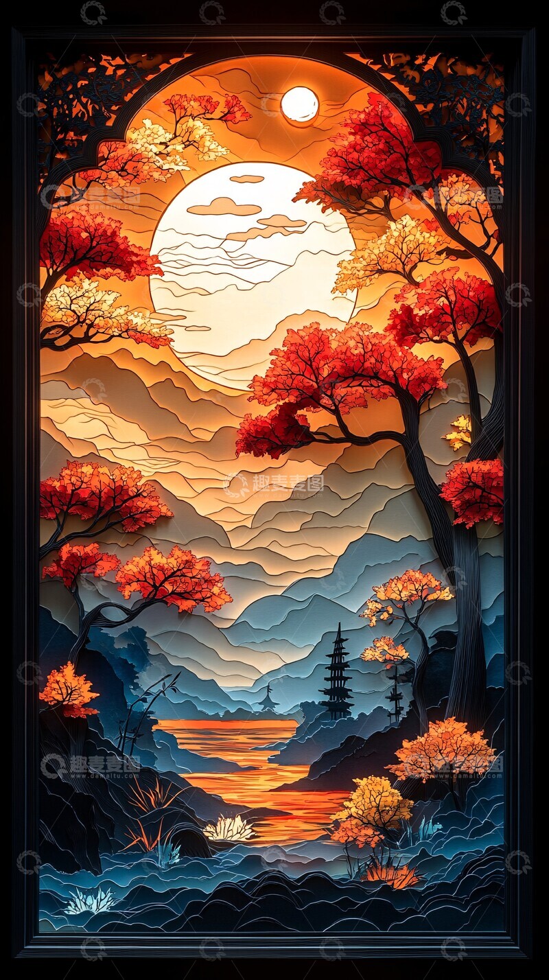 高清大图下载【趣麦麦图】秋意纸艺秋意纸艺激光2