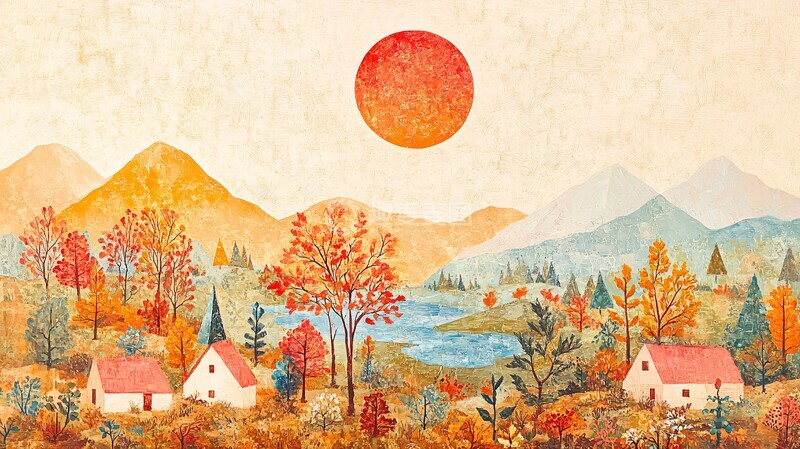 高清大图下载【趣麦麦图】暖色抽象风景