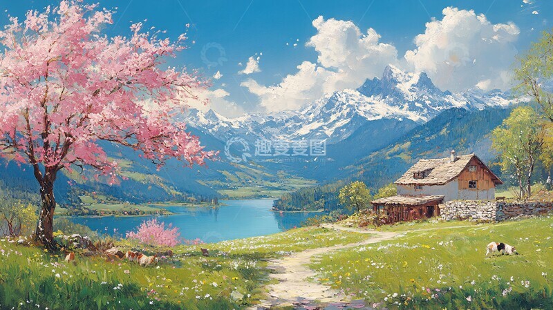 高清大图下载【趣麦麦图】乡间风景画乡村田园山水1