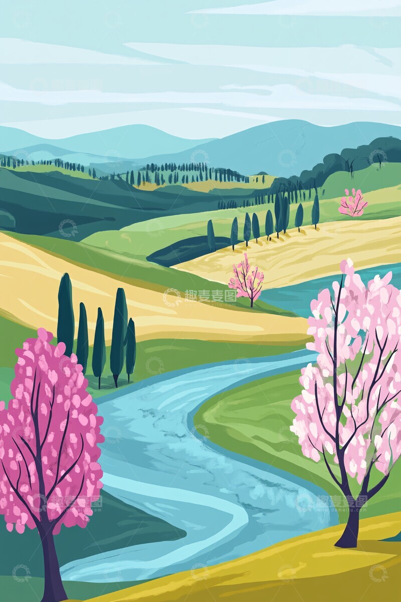 高清大图下载【趣麦麦图】春日河谷风光2