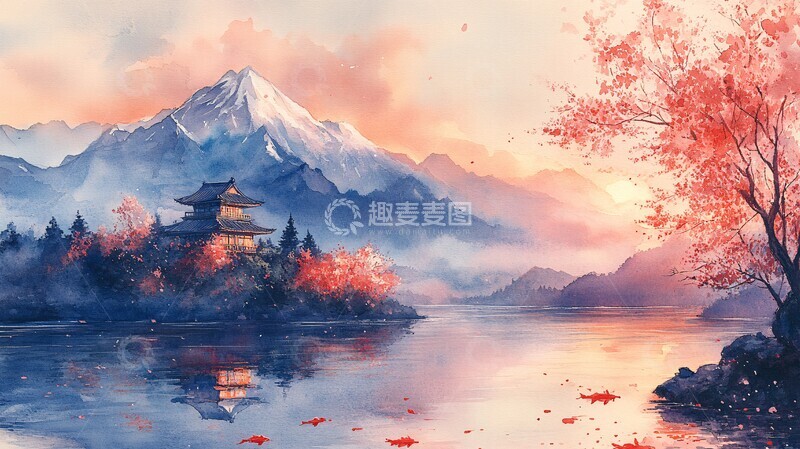 高清大图下载【趣麦麦图】山河晨曦人家1