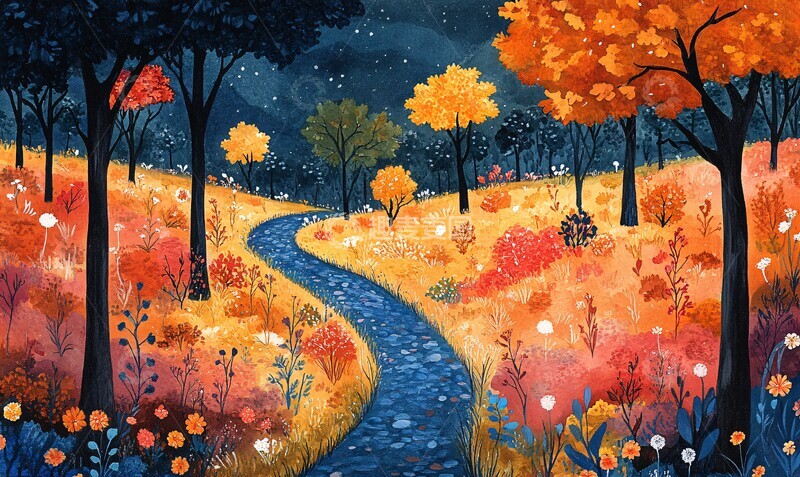 高清大图下载【趣麦麦图】秋日森林小径123