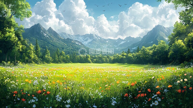 高清大图下载【趣麦麦图】森林阳光草地1