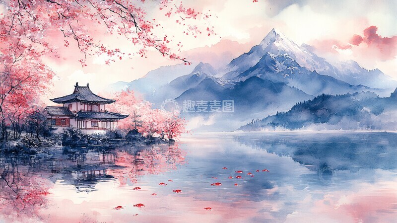 高清大图下载【趣麦麦图】山河晨曦人家