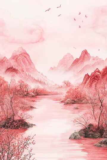 秋山流水图秋山流水河岸