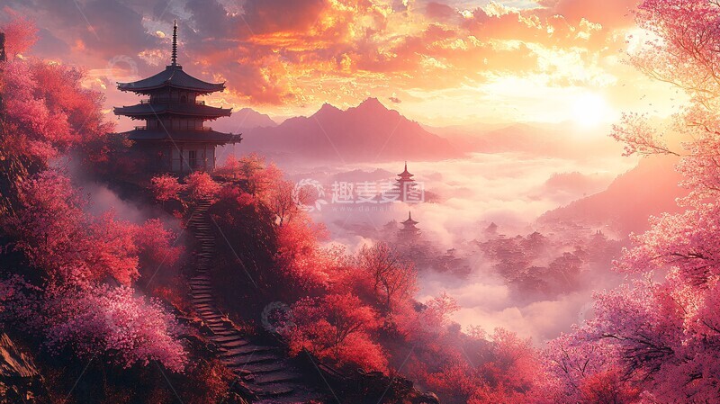 高清大图下载【趣麦麦图】山路樱花通幽寺