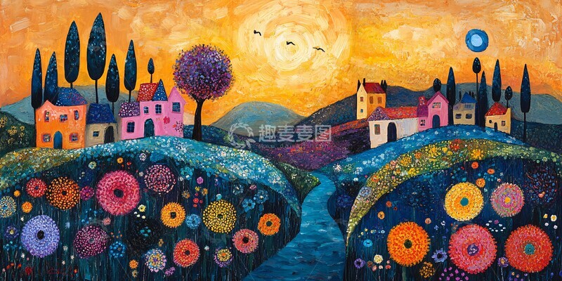 高清大图下载【趣麦麦图】米罗乡村风景画2