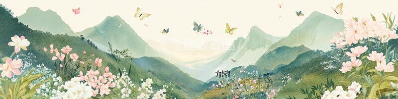 高清大图下载【趣麦麦图】山中春景山中春景绿色