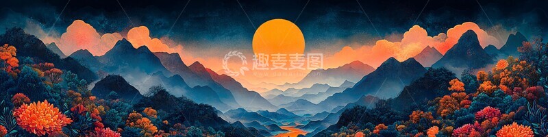 高清大图下载【趣麦麦图】山川云海日出2