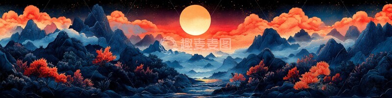 高清大图下载【趣麦麦图】山川云海日出