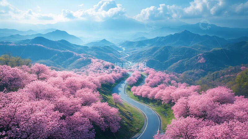 高清大图下载【趣麦麦图】樱花盛开之路