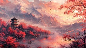 桃树林生长山谷