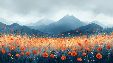 花田与山景花田山景蓝天2