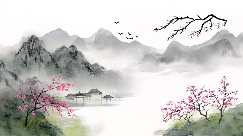 高清大图下载【趣麦麦图】山间春景山间春景山脉