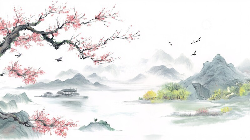 高清大图下载【趣麦麦图】山间春景山间春景山脉1