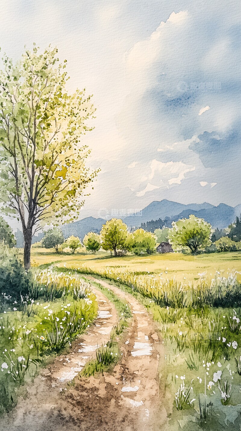高清大图下载【趣麦麦图】雨水时节田野景象1
