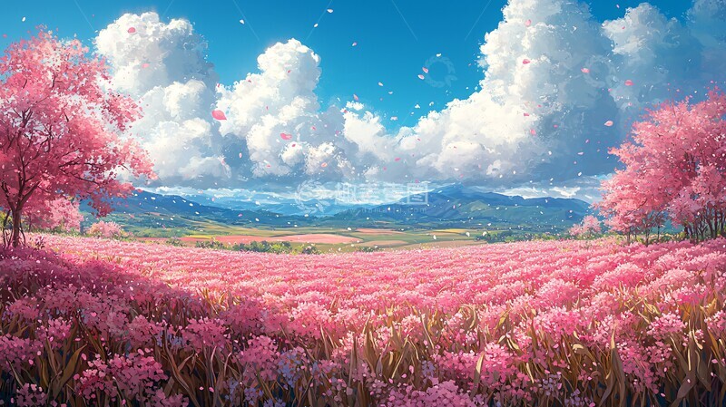 高清大图下载【趣麦麦图】樱花玉米田樱花玉米田野