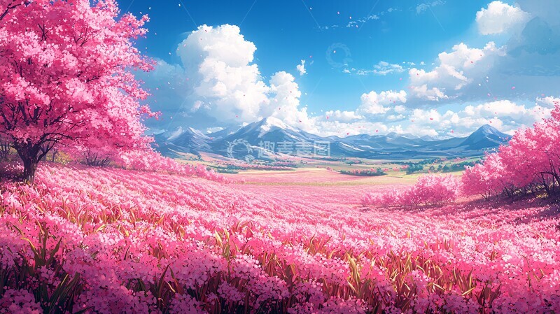 高清大图下载【趣麦麦图】樱花玉米田樱花玉米田野1