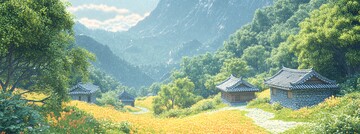 村庄与山峰村庄山峰森林1