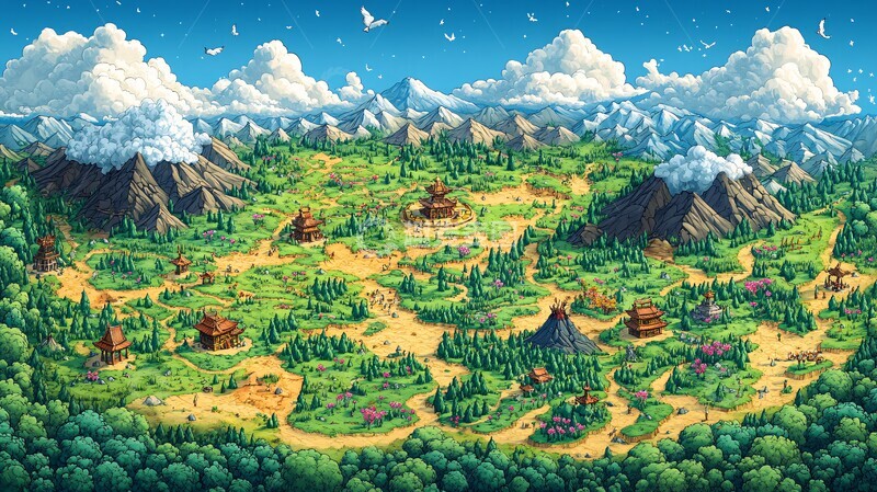 高清大图下载【趣麦麦图】卡通世界地图