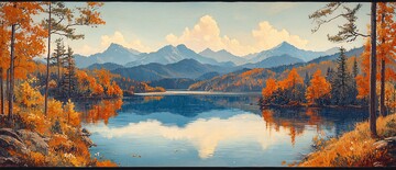 湖景山色春意浓1