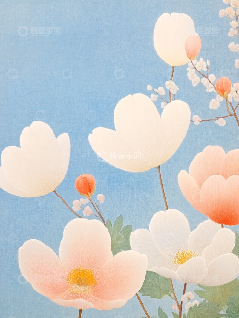 高清大图下载【趣麦麦图】樱花树花园粉彩花园粉红色1