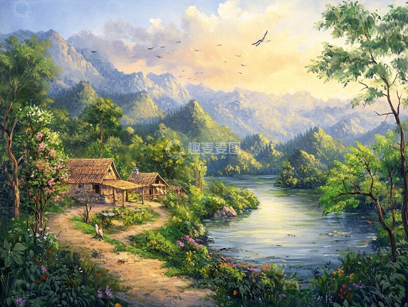 高清大图下载【趣麦麦图】山水人家山水人家绿色2