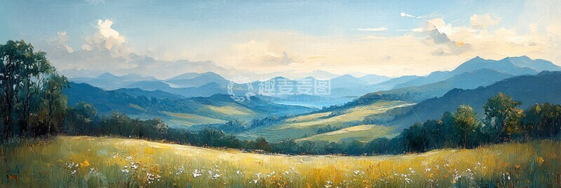 高清大图下载【趣麦麦图】山景春色图山景春色绘画2