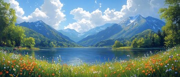 湖景山色春意浓2