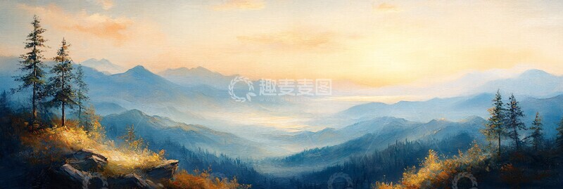 高清大图下载【趣麦麦图】山景春色图山景春色绘画1