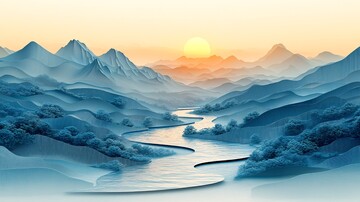 河流森林山脉景观2