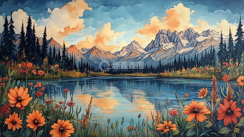 高清大图下载【趣麦麦图】彩色风景画彩色风景绘画