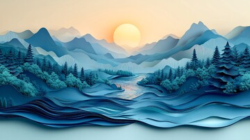 河流森林山脉景观1