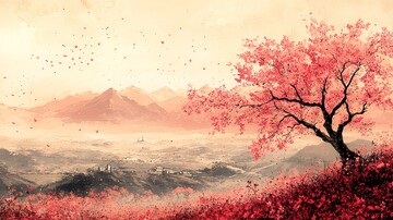 樱花与嘻哈插画