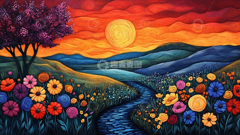 高清大图下载【趣麦麦图】彩色风景画彩色风景绘画1