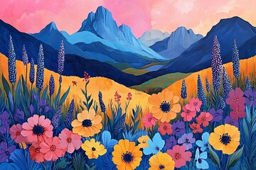 山景与天空山景天空粉色1