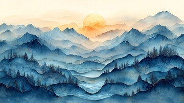 河流森林山脉景观