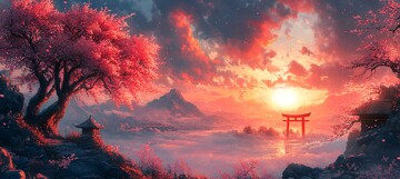 樱花树与鸟居2