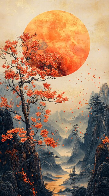 桂花树下月夜图1