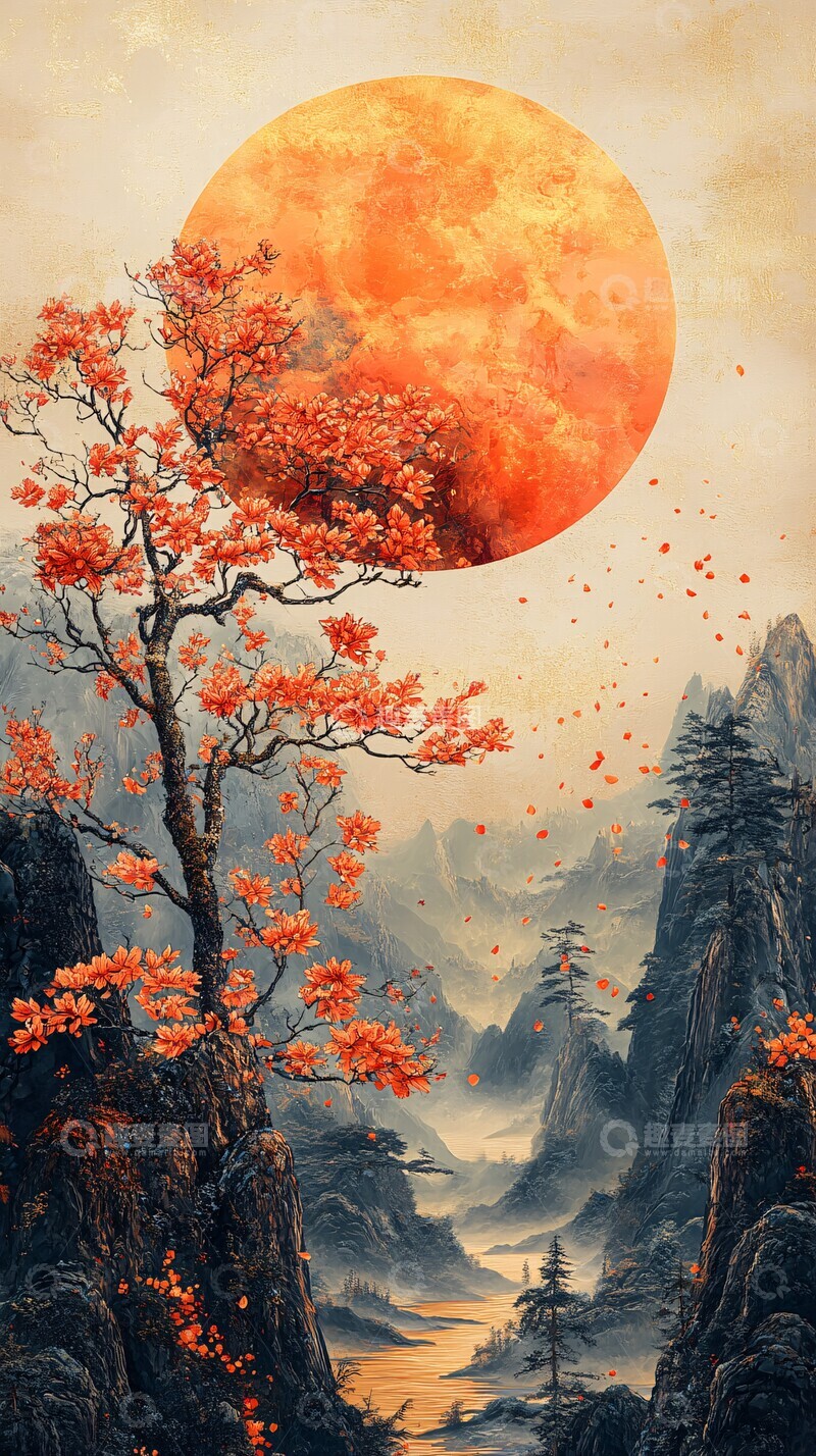 高清大图下载【趣麦麦图】桂花树下月夜图1