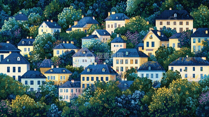 高清大图下载【趣麦麦图】繁星点缀的村庄1