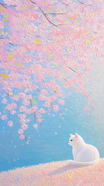 樱花树下小白猫1