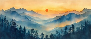 烟雾山脉烟雾山脉水彩1