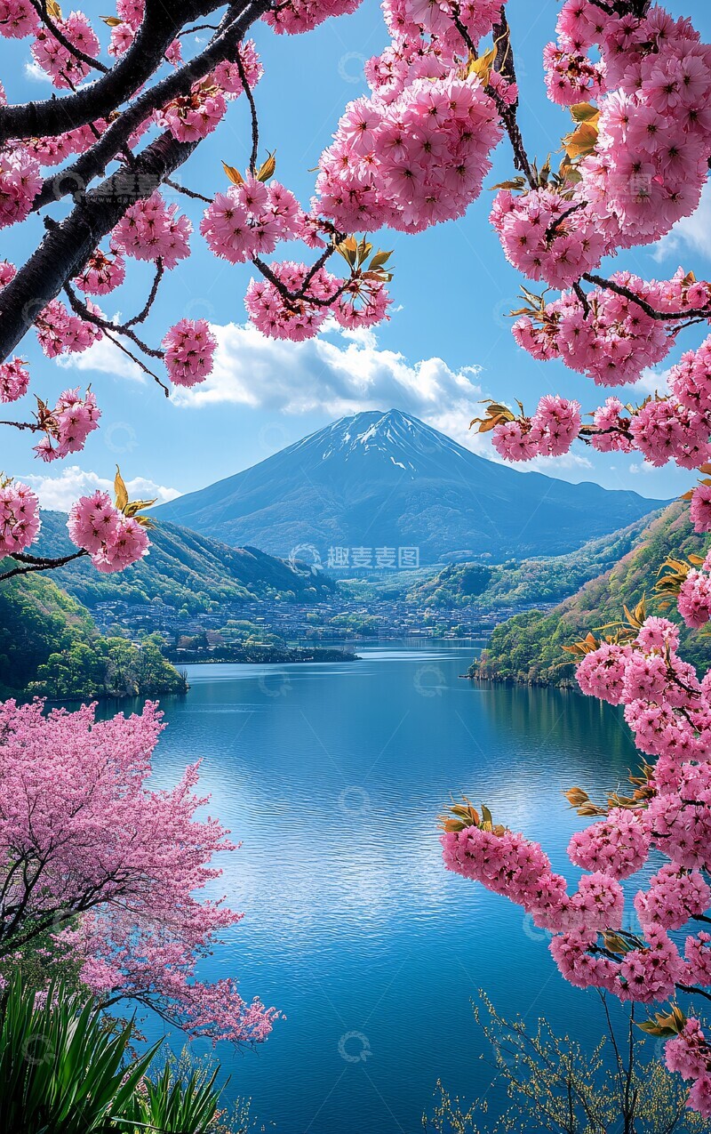 高清大图下载【趣麦麦图】樱花转夏日樱花夏日绿色1