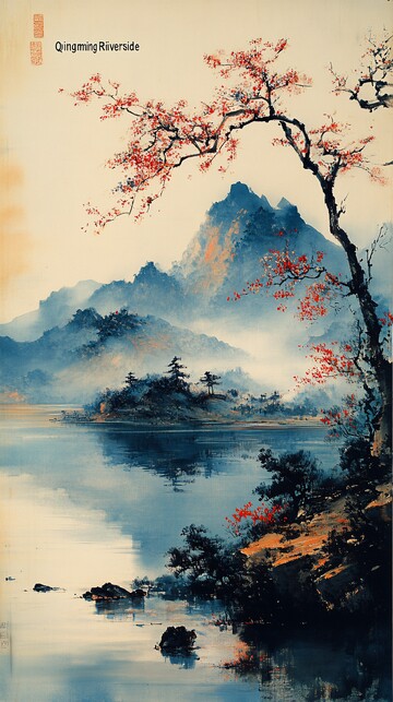 清明上河图风格山水1