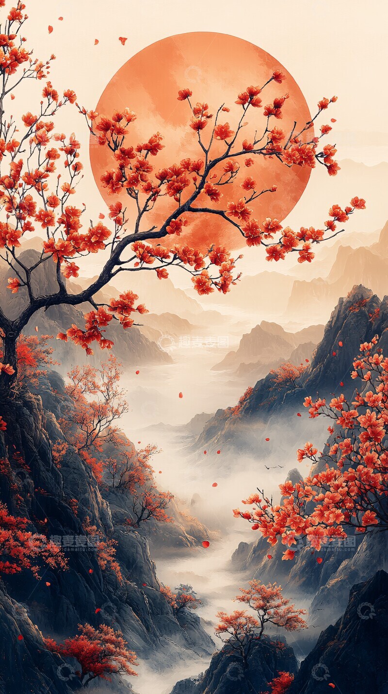 高清大图下载【趣麦麦图】桂花树下月夜图