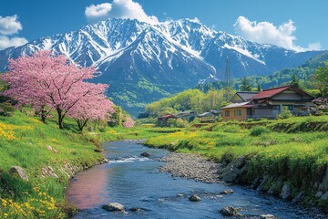 樱花绿意雪峰河1